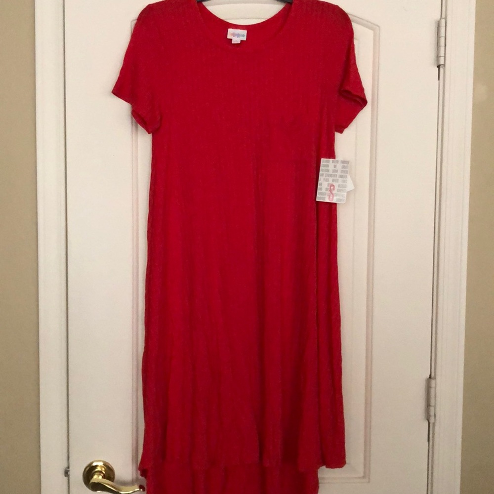 NWT Lularoe Red Ribbed Carly Dress